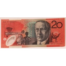 AUSTRALIA 1997 . TWENTY 20 DOLLAR BANKNOTE . THE BLACK DOT IN VALUE DIGITS SYNDROME . ERROR
